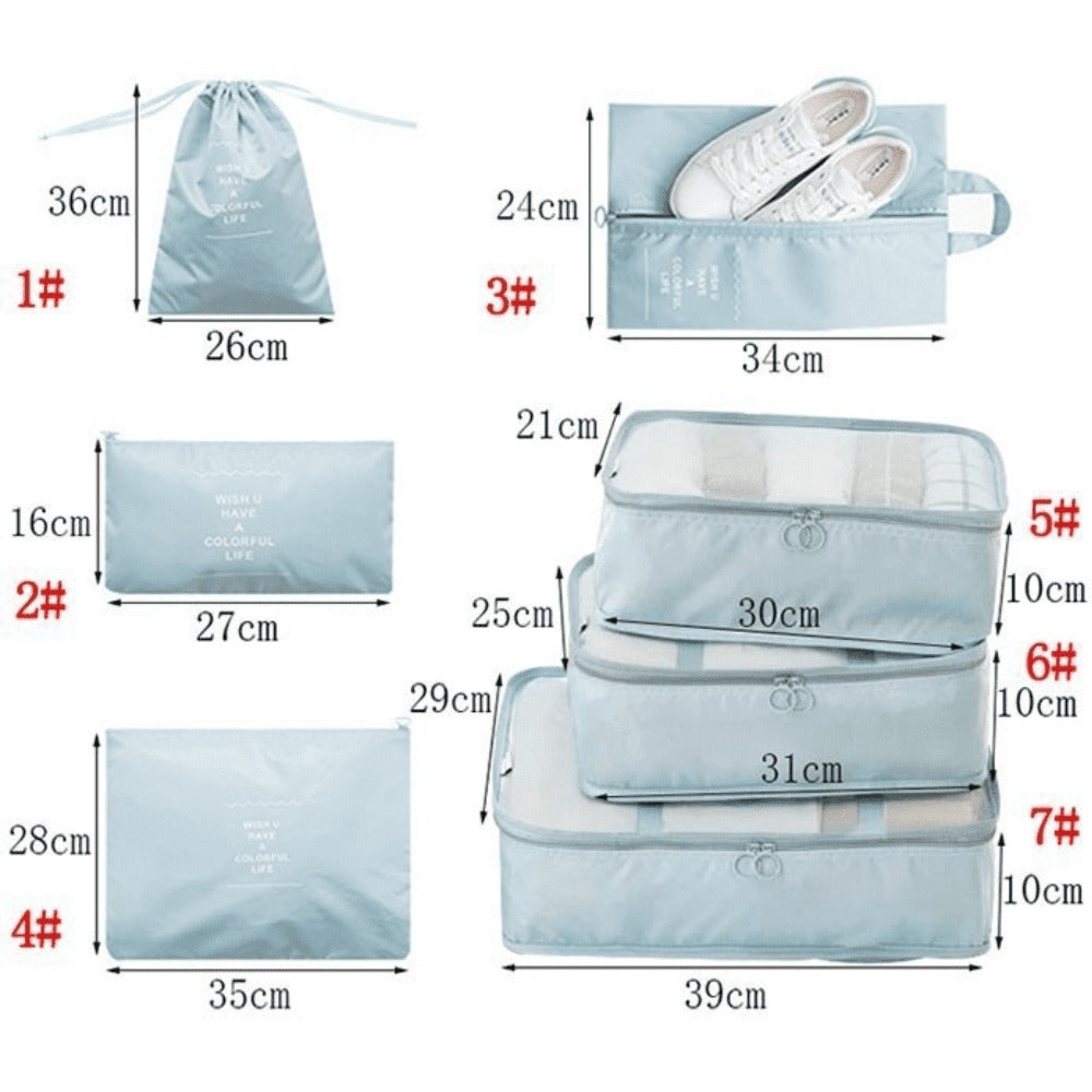 [PAGUE 4 LEVE 7] Kit 7 Bolsas Organizadoras Para Mala de Viagem STORAGE BAG - SUPER PROMOÇÃO POR TEMPO LIMITADO